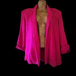 Vtg Woven Silk Blazer Jacket With Embroidered Starburst Design Size XL